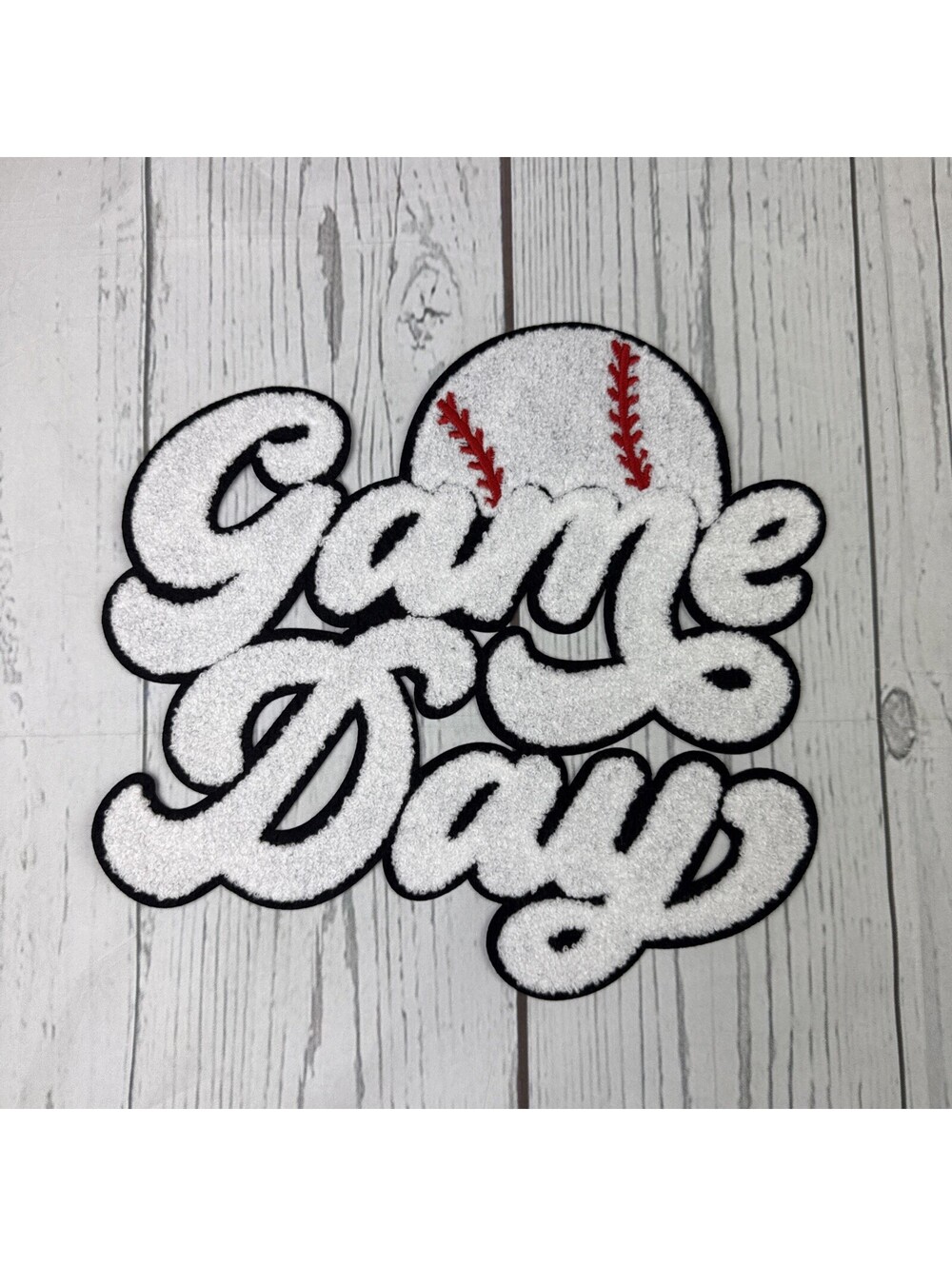 Chenille Iron-On Patch - 11 inch - Game Day Baseball - mom Spiritwear